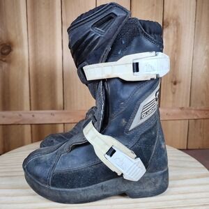 Thor Quadrant Jr Boots Boys 10 Black Leather Motocross Dirt Bike Biker Riding